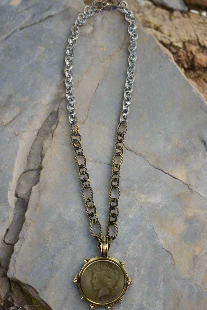 Mixed Chain Coin Necklace