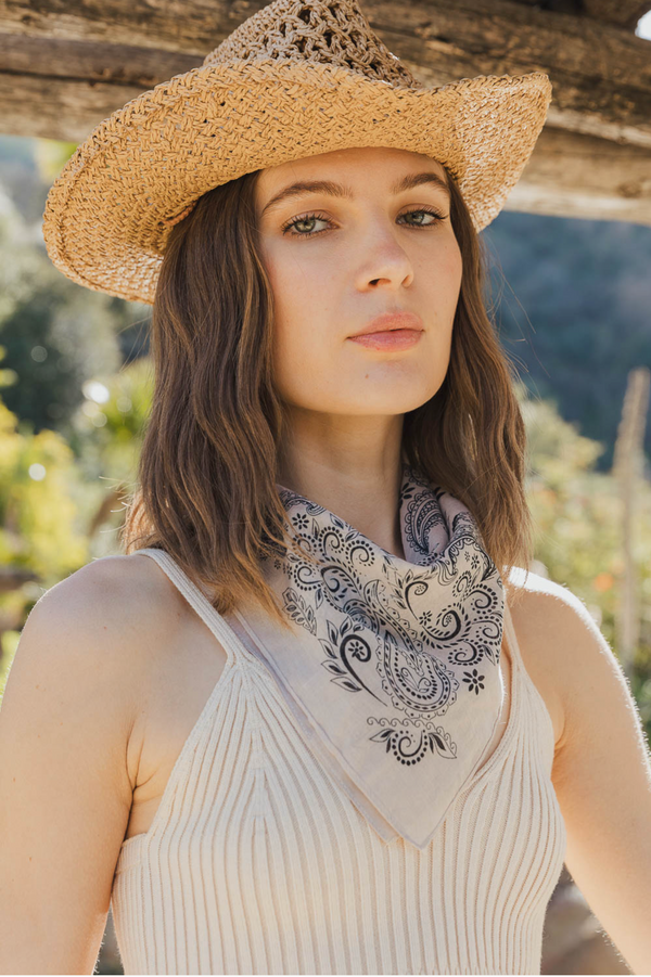 Paisley Floral Bandana | Beige