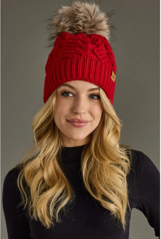 Red Knit Beanie Hat