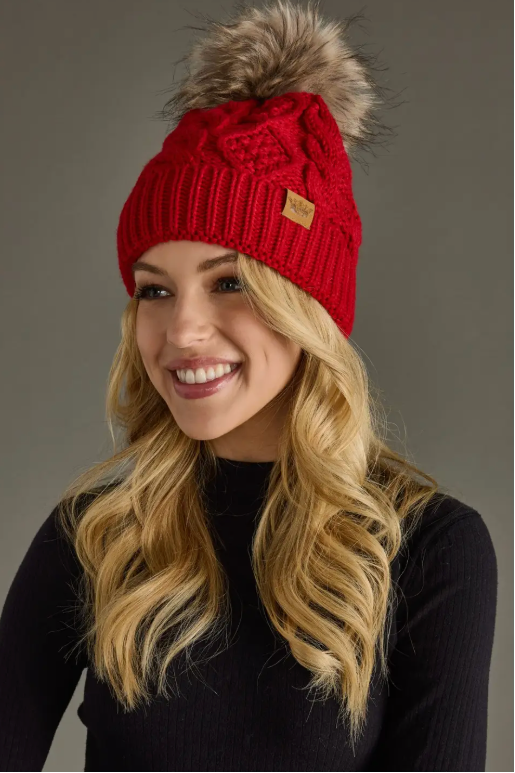 Red Knit Beanie Hat