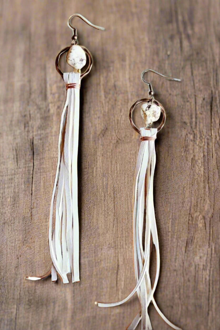 Leather Tassel Earrings - Cinderella Ranch Boutique