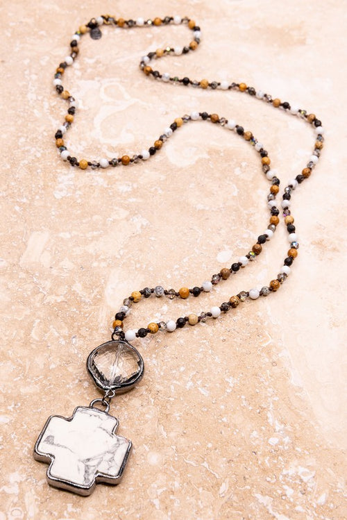 Marbled Cross Necklace - Cinderella Ranch Boutique