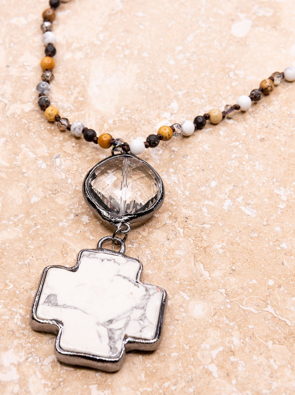 Marbled Cross Necklace - Cinderella Ranch Boutique