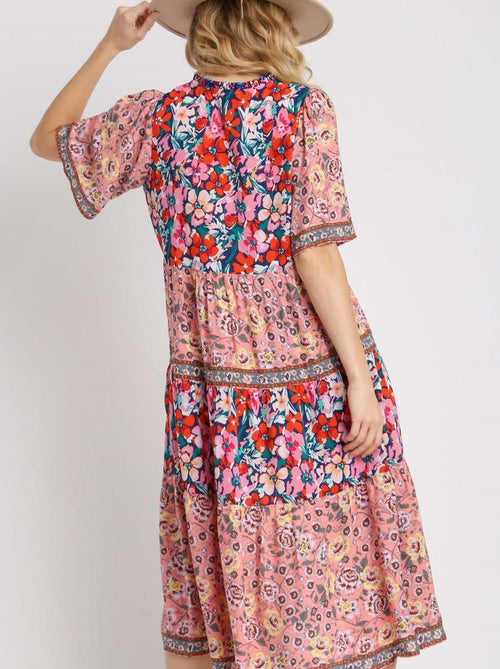 Rosa Mixed Print Dress | Arrival 3/29 - Cinderella Ranch Boutique