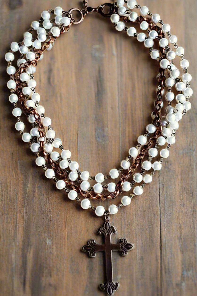 Pearl & Copper Necklace - Cinderella Ranch Boutique