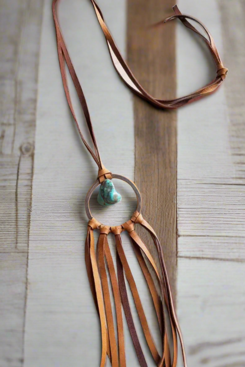 Leather Dream Catcher Necklace - Cinderella Ranch Boutique