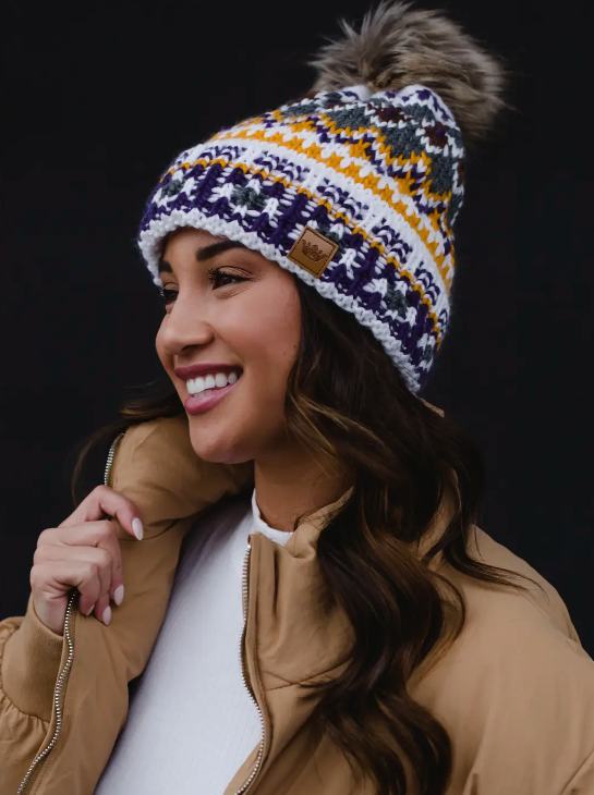 Pattern Pom Hat - Cinderella Ranch Boutique