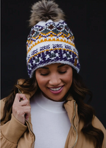 Pattern Pom Hat - Cinderella Ranch Boutique