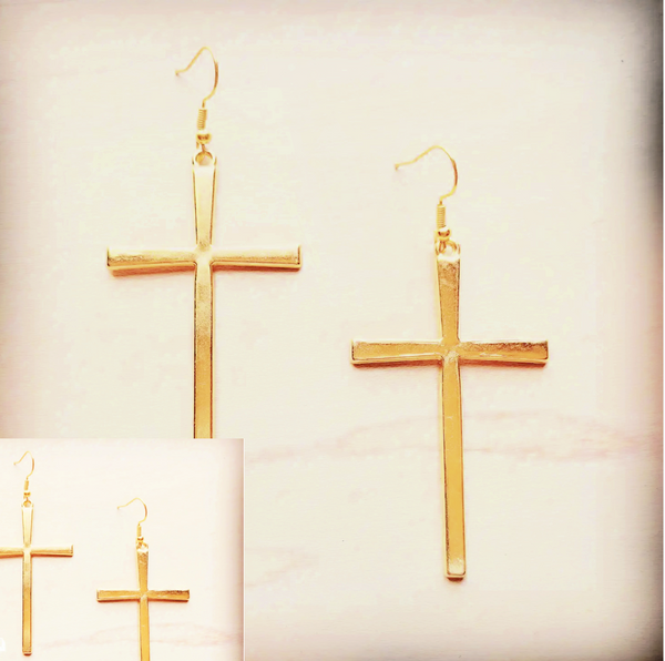Gold Cross Earrings - Cinderella Ranch Boutique