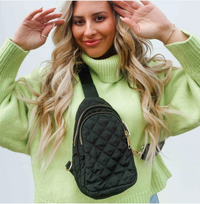 Pinelope Puffer Bum Bag - Black - Cinderella Ranch Boutique