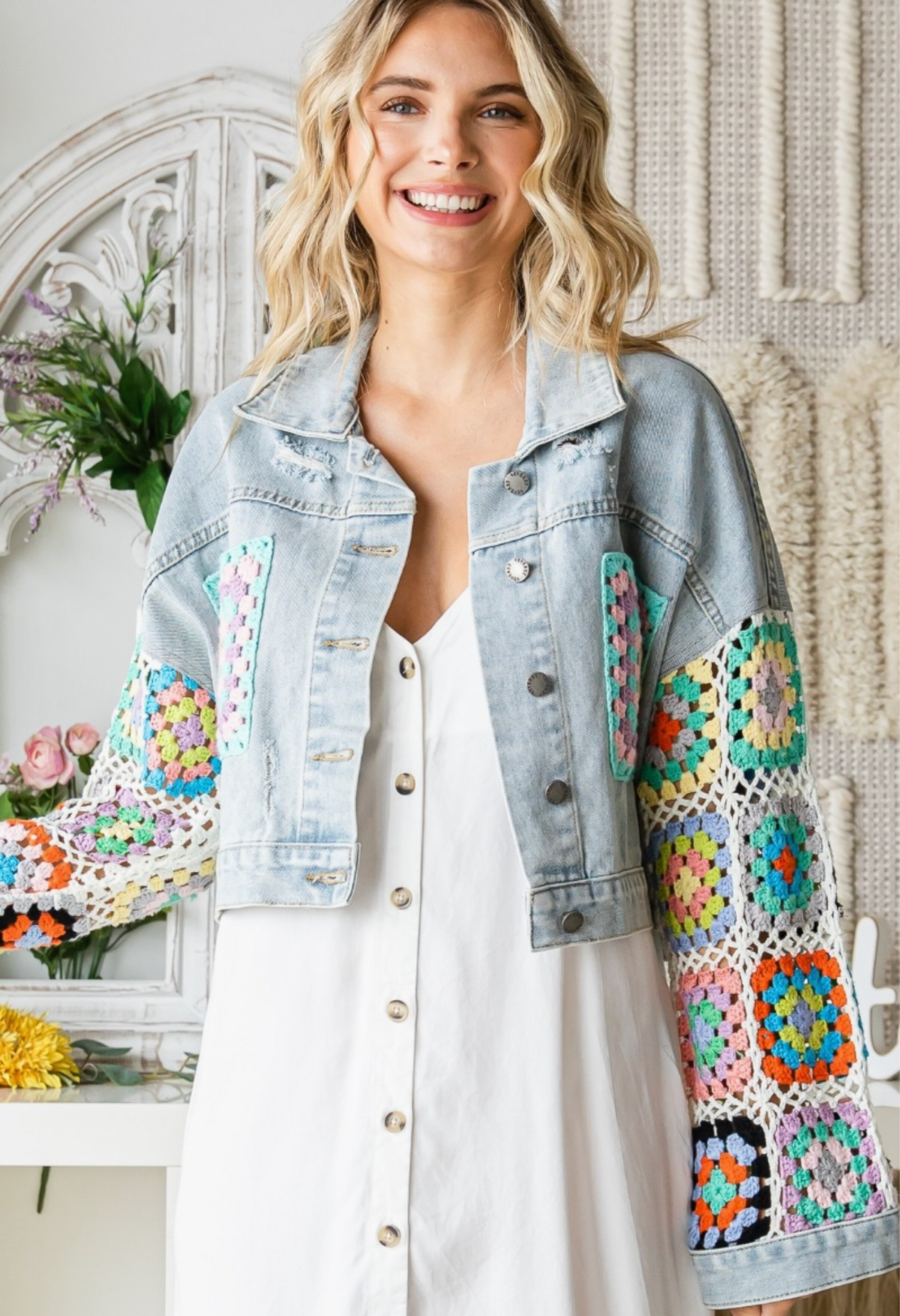 LoLa Crochet Sleeve Jacket | Arrival 4/19 - Cinderella Ranch Boutique