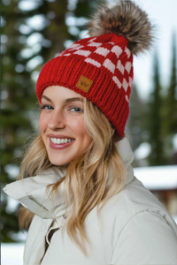 Checker Board  Pom Hat
