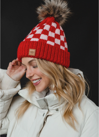 Checker Board  Pom Hat