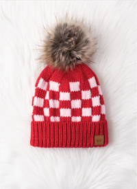 Checker Board  Pom Hat