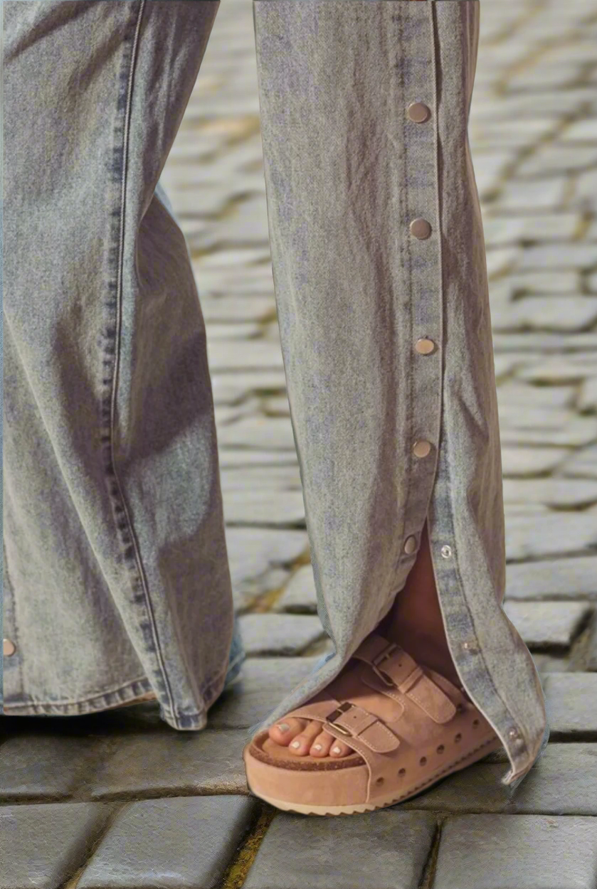 Snap button Straight Jean