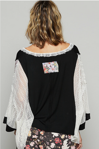 Bali Floral Print Top - Black