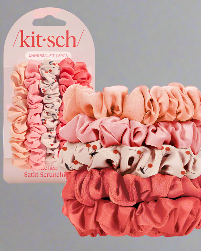 Cherry Satin Scrunchies Set