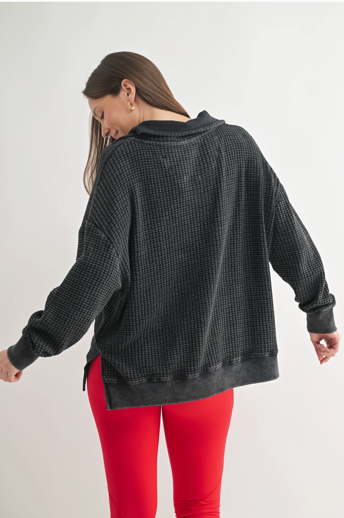 Merlot Waffle Knit Top