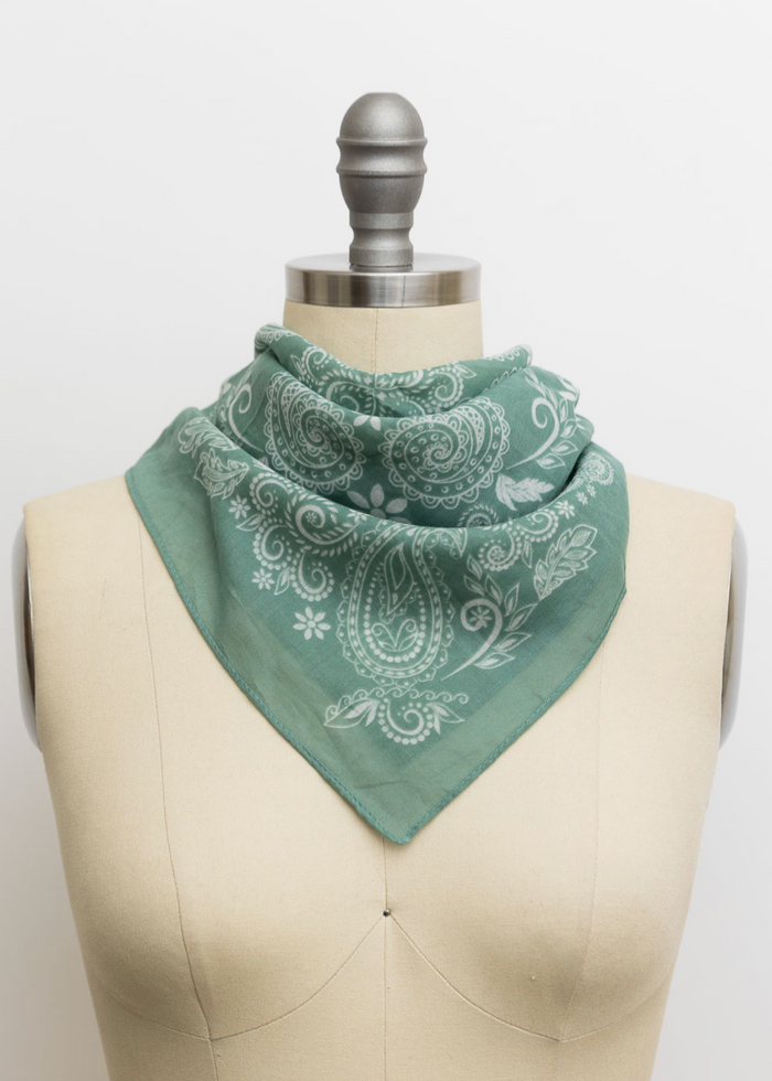 Paisley Floral Patterned Bandana | Sage| Arrival 10/9
