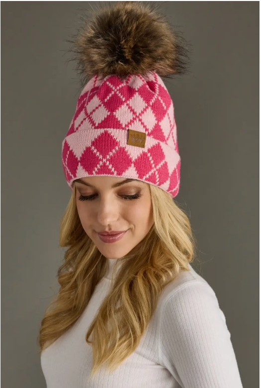 Pink Argyle Beanie