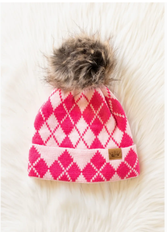 Pink Argyle Beanie