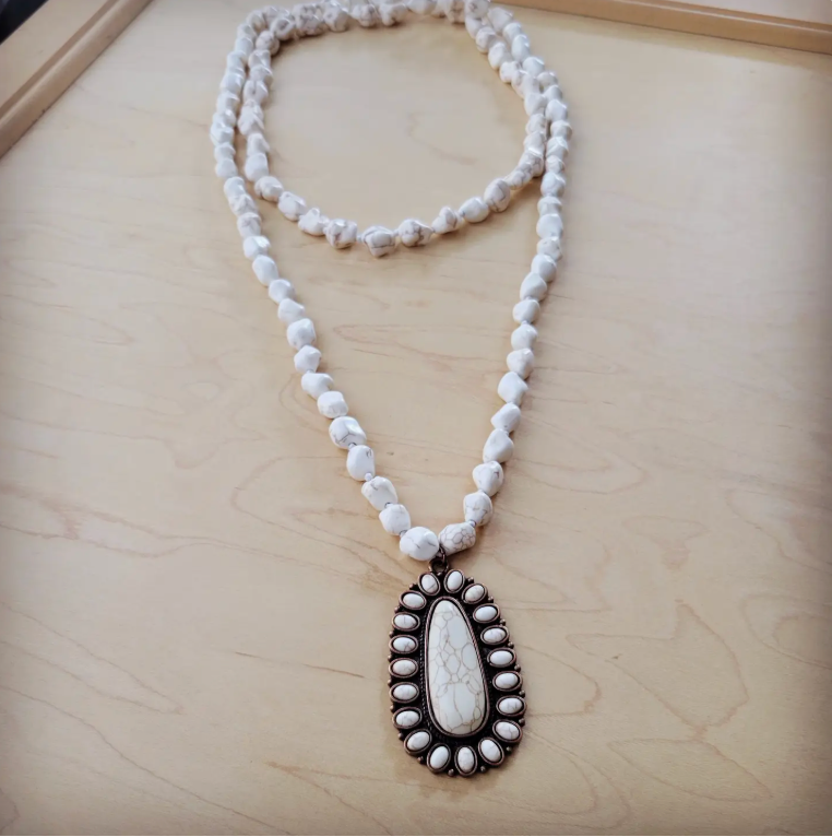 White Turquoise Beaded Necklace