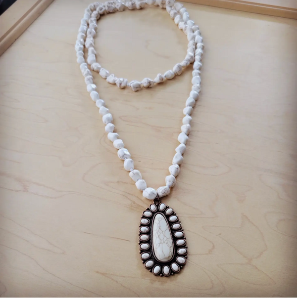 White Turquoise Beaded Necklace