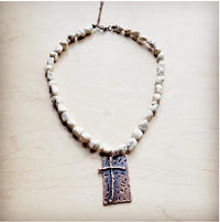 White Turquoise Cross Necklace