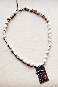 White Turquoise Cross Necklace