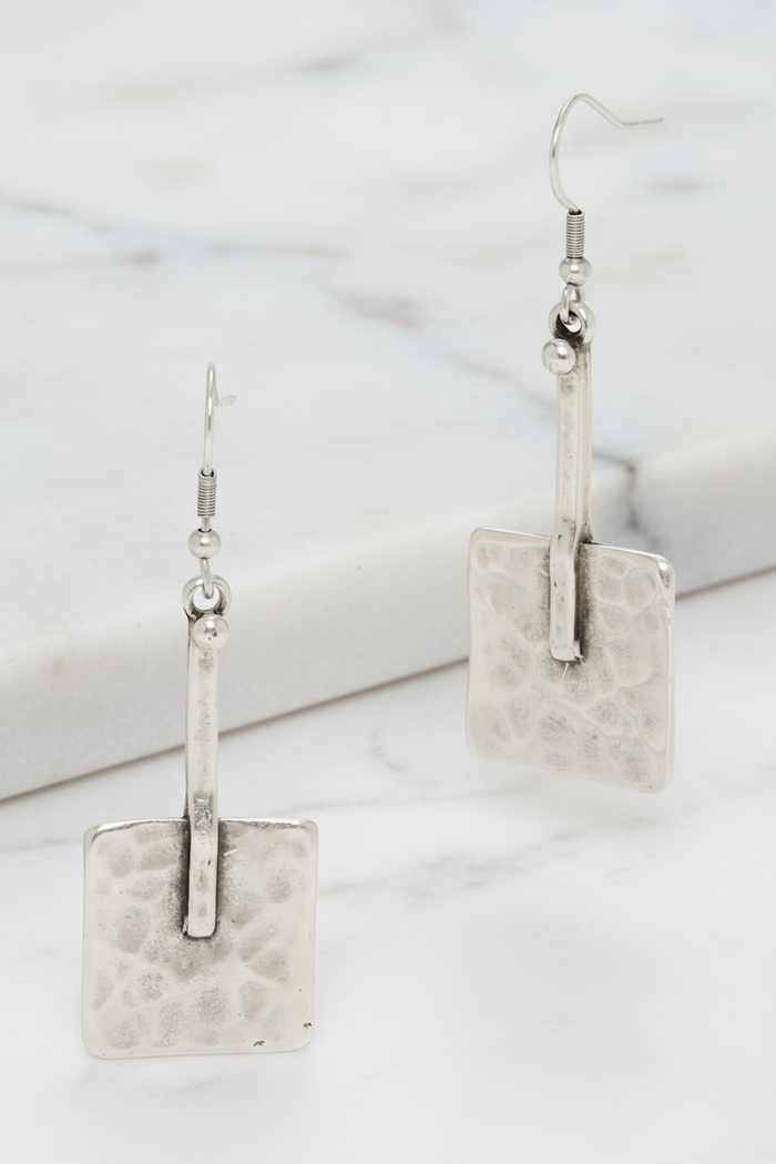 Pewter Box Out Earrings