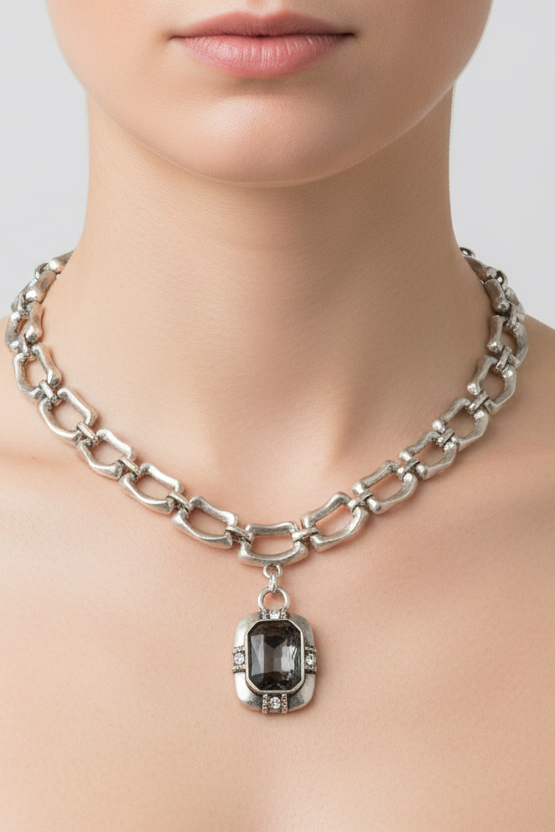 Midnight Hour Pewter Necklace