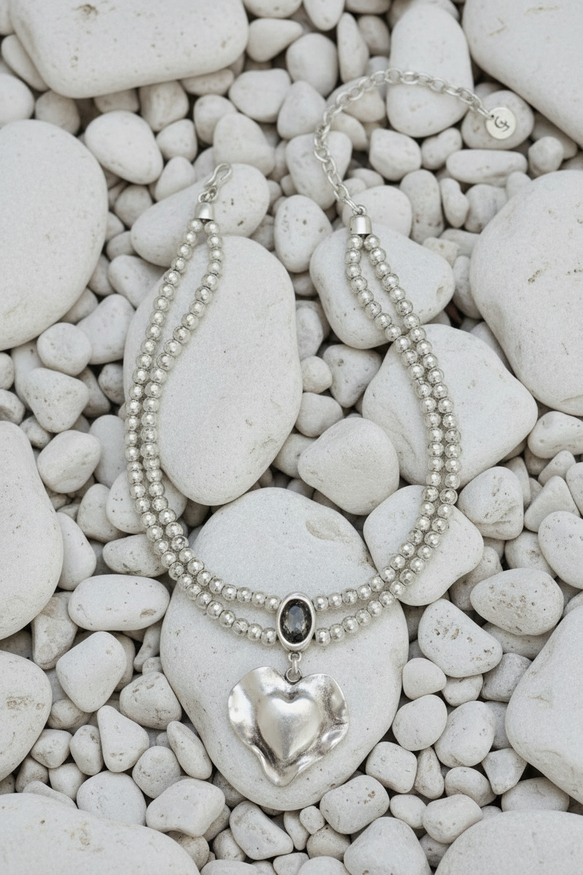 Heartbreaker With Stone Pewter Necklace