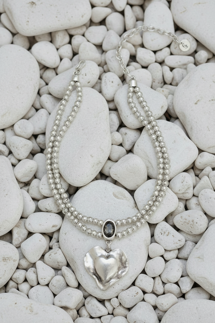 Heartbreaker With Stone Pewter Necklace