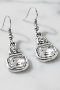 Crystal Clear Pewter Earrings