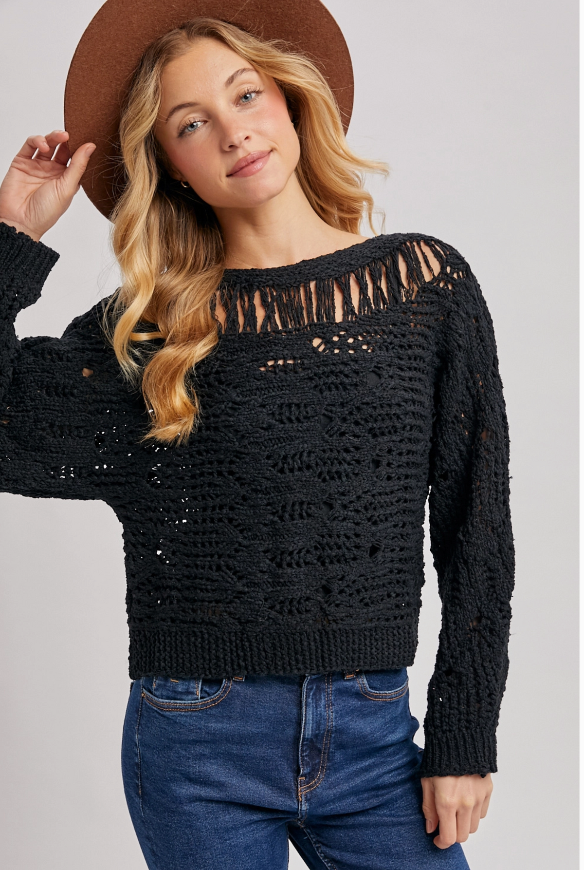 Night Moves Open Knit Sweater
