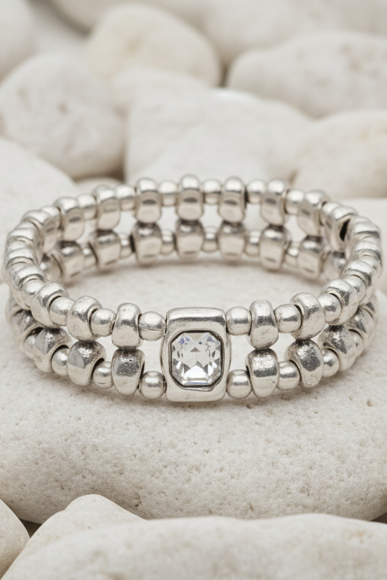 Double Down Pewter Bracelet