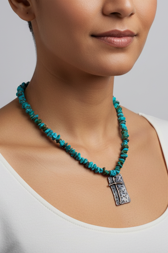 Tallulah Turquoise Cross Necklace