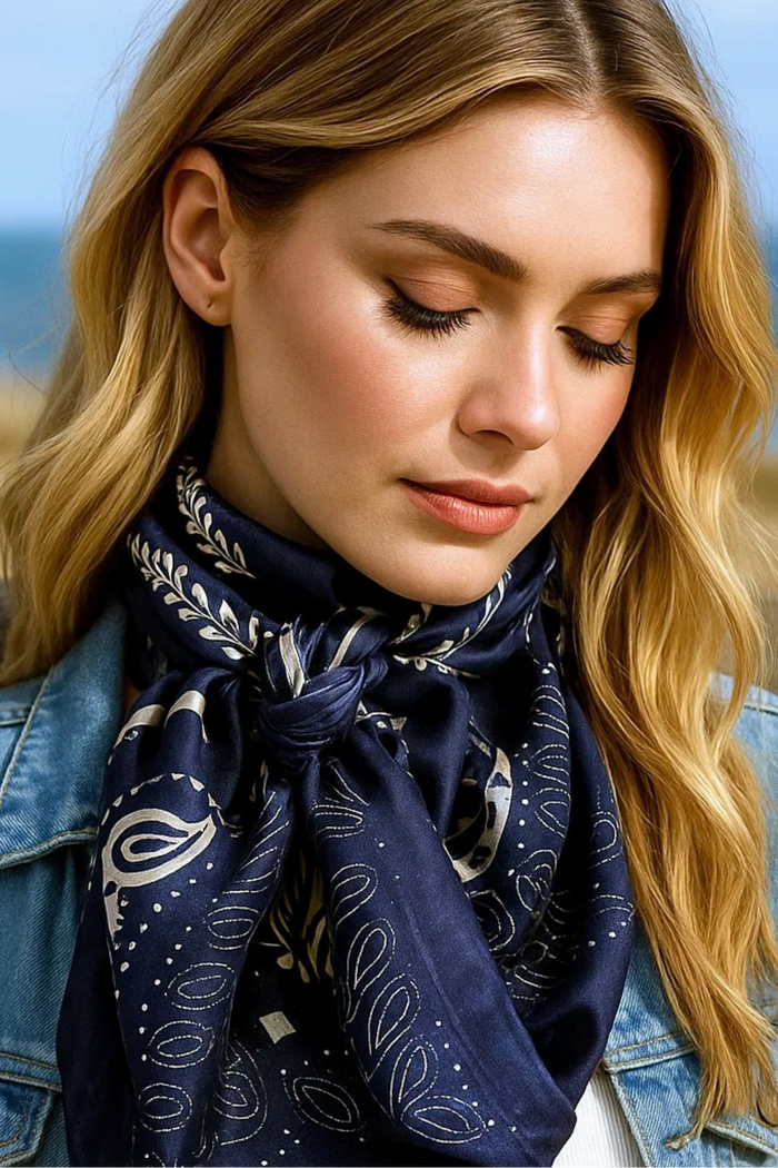 Paisley Wild Rag | Blue & Cream