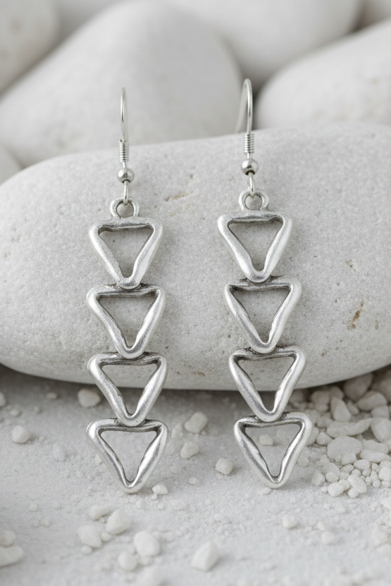 Waterfall Pewter Heart Earrings