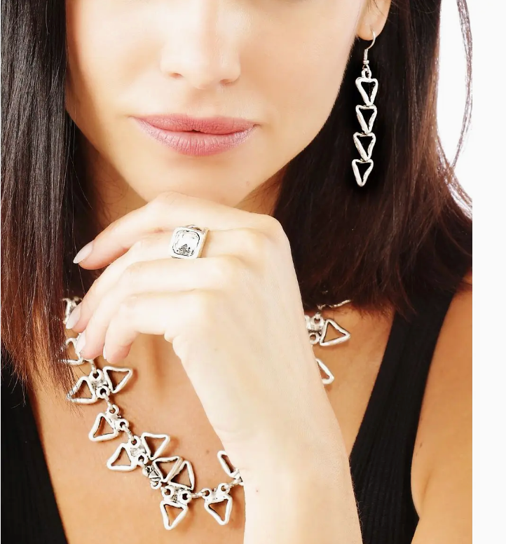 Waterfall Pewter Heart Earrings