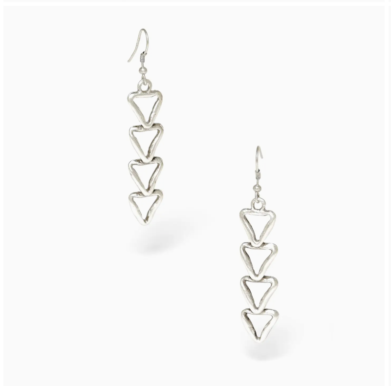 Waterfall Pewter Heart Earrings