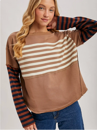 Jagger Striped Top - Taupe