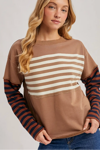 Jagger Striped Top - Taupe