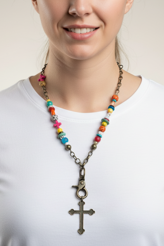 Whimsy Beaded Cross Necklace