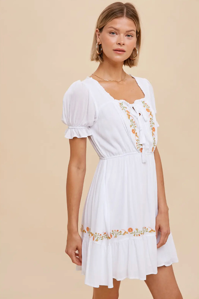 sugar dress lace OZANA LACE DRESS WITH GROSGRAIN APPLIQUE IN SUGAR 0 / SUGAR
