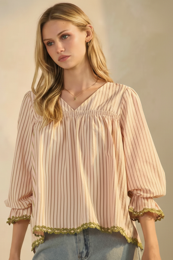 Sangria Striped Blouse | Arrival 3/14