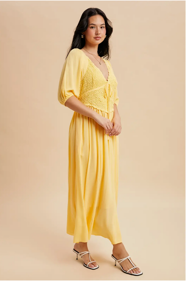 summertime maxi dresses Women's Summertime Sadness A-line Puffy Sleeved Cotton Maxi Dress XS/S/M/L/XL/Customize Vanilla/Pink Floral MEAN BLVD, XS / Vanilla/Pink / Floral