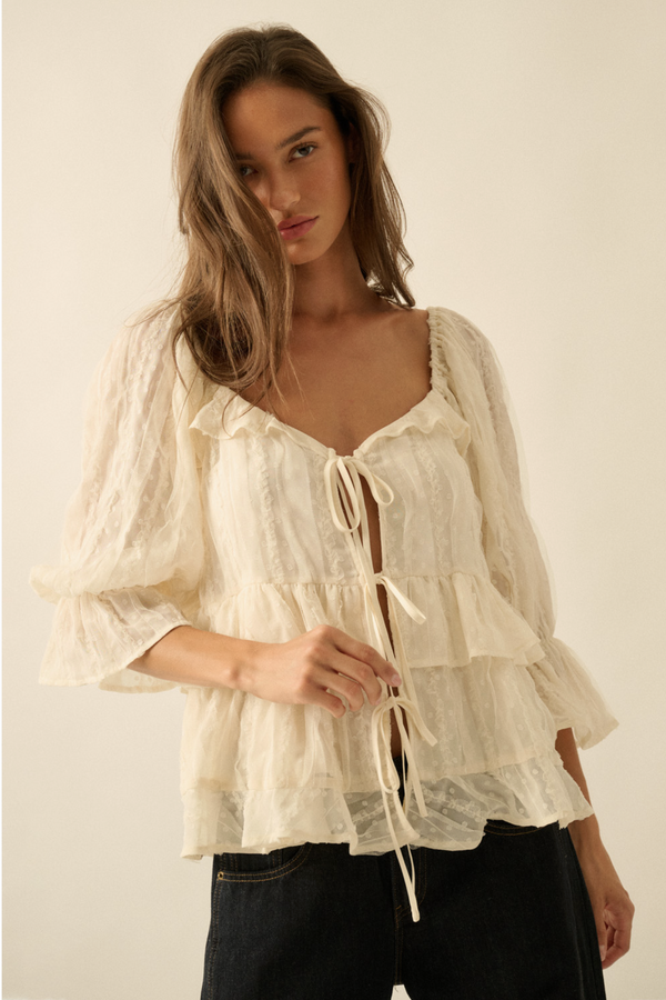 Midland Tulle Ruffled Top