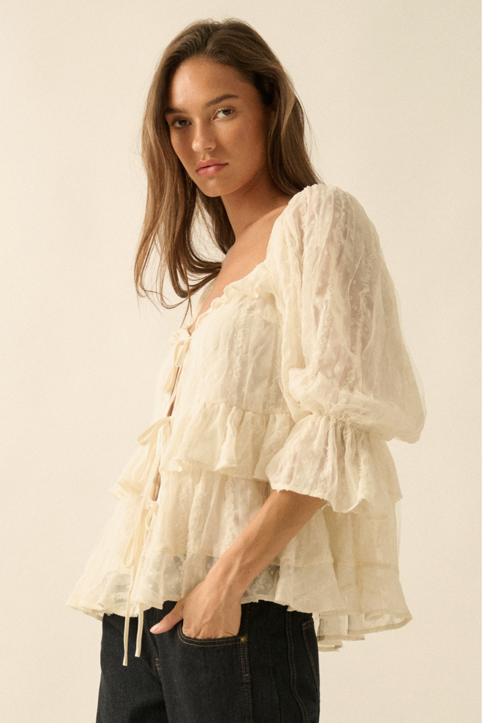 Midland Tulle Ruffled Top