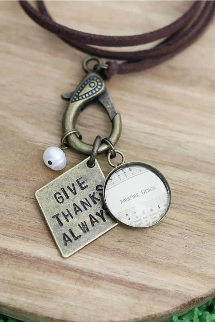 Give Thanks Hand Stamped Necklace